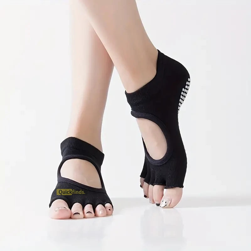 Half Toe Low Rise Grip Yoga Socks