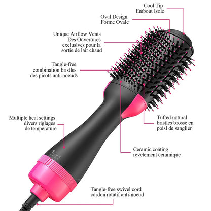 Hot Air Brush Multi Function Hair Dryer Straightener Curler Comb One Step Professional Salon Hair Styler