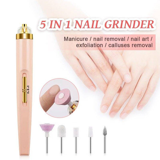 Electric Nail Drill Sander Set Nail Polishing Machine with Light 5 in 1 Nails Grinder Drill Portable Mini Manicure Art Pen Tools for Gel Removing