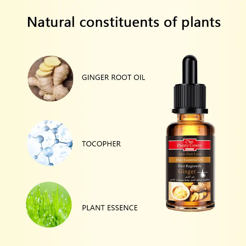 Pretty Cowry Ginger Hair Essential Oil Anti Hair Loss Repair Heat Damaged